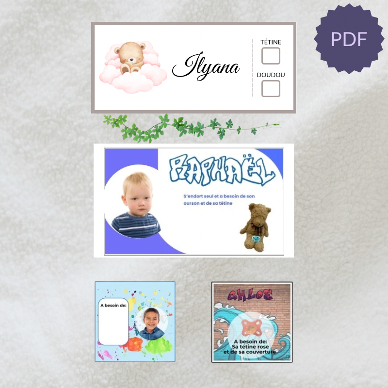 Panneaux d'identification pour lits d'enfants